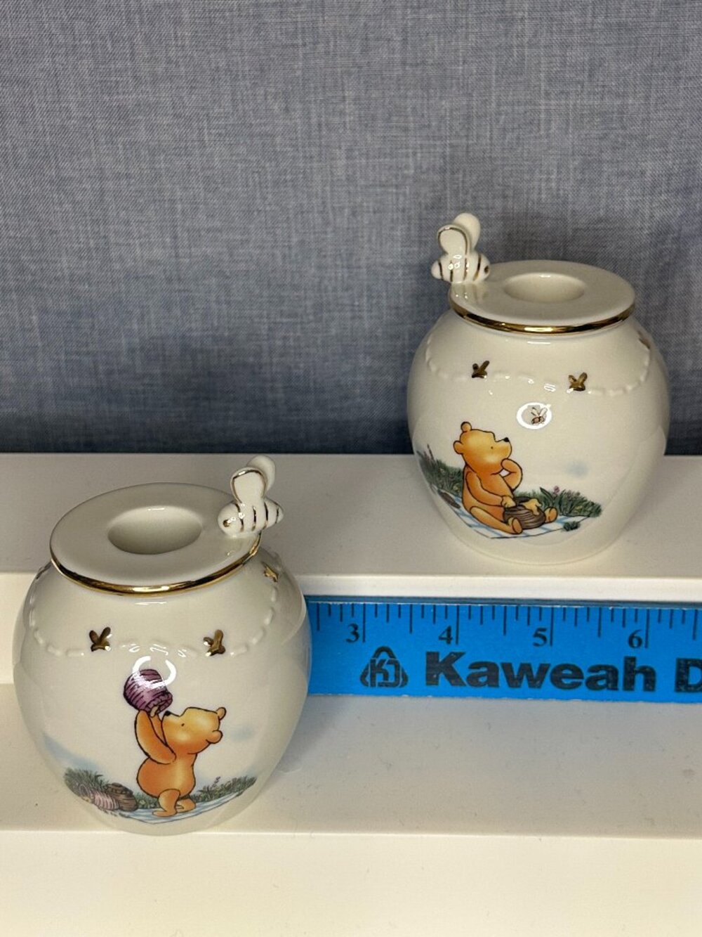 24 kt LENOX WINNIE THE POOH HONEY POT CANDLESTICKS set Disney Classic COA - Picture 15 of 16